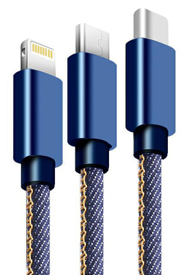 5V 2.1A 3 em 1 MFi certificou o cabo de USB, multi cabo de carregamento portátil com tipo C